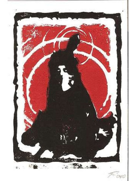 Linogravure La fille à l'oiseau (édition limitée)