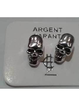 Paire de boucles d’oreilles puces en argent, crânes 2