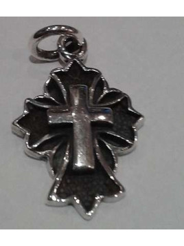 Pendentif en argent, croix noire et argentée