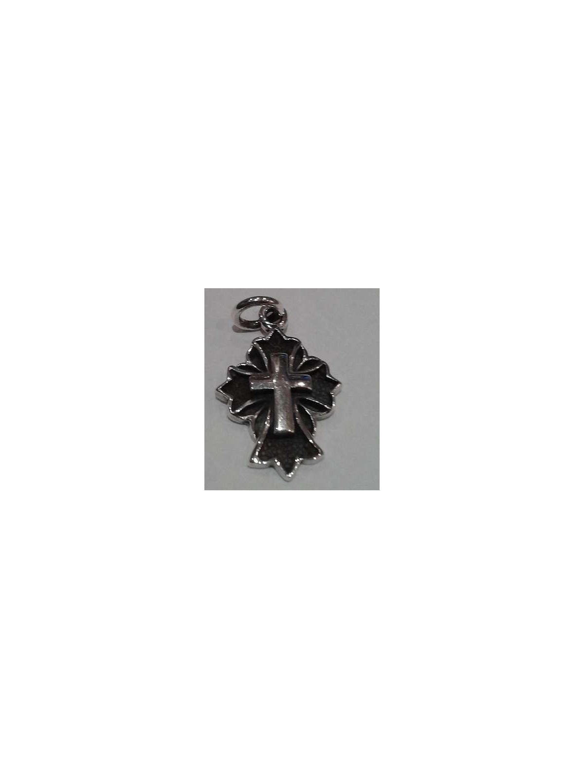 Pendentif en argent, croix noire et argentée