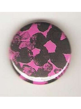 Badge rose linogravure fleurs