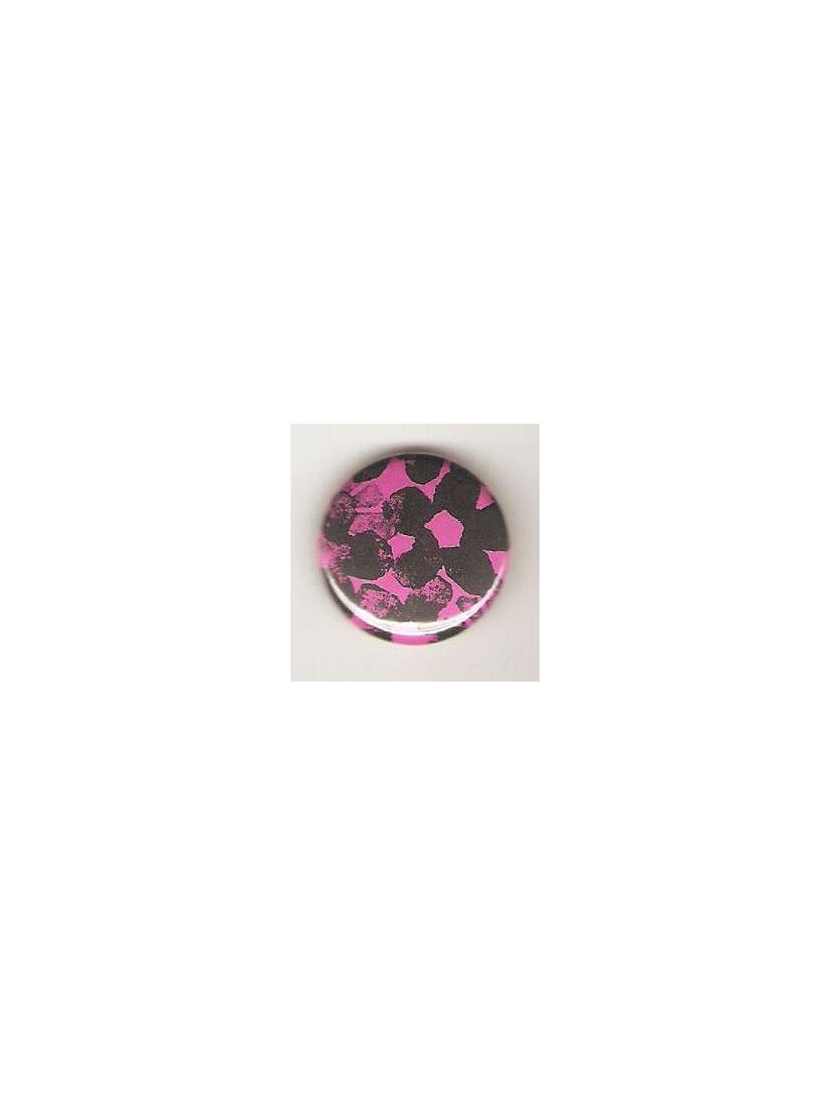Badge rose linogravure fleurs