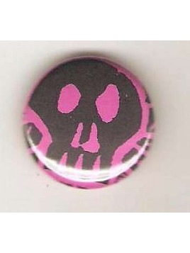 Badge rose linogravure gros crâne