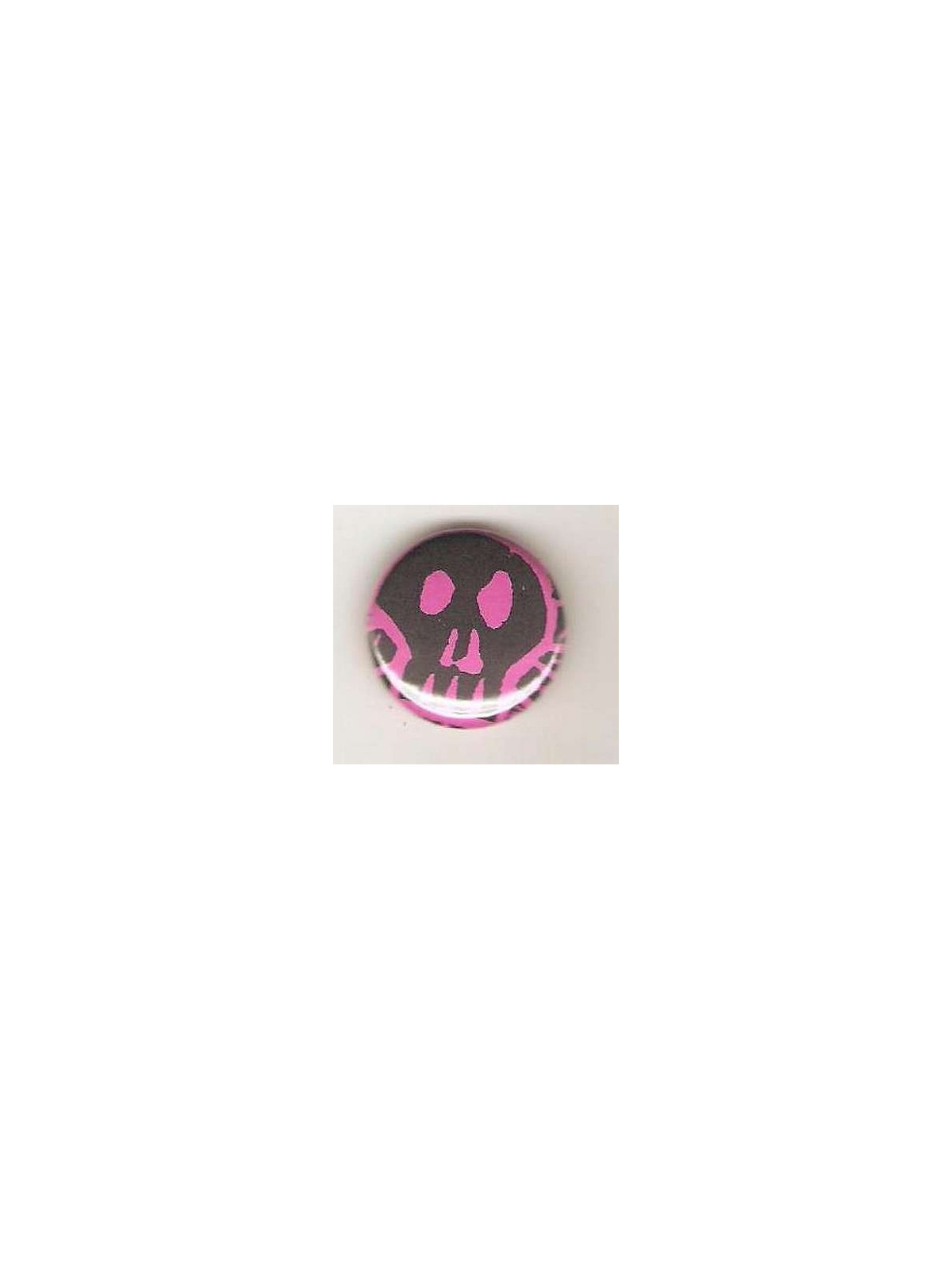 Badge rose linogravure gros crâne