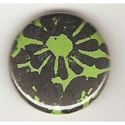 Badge vert linogravure fleurs