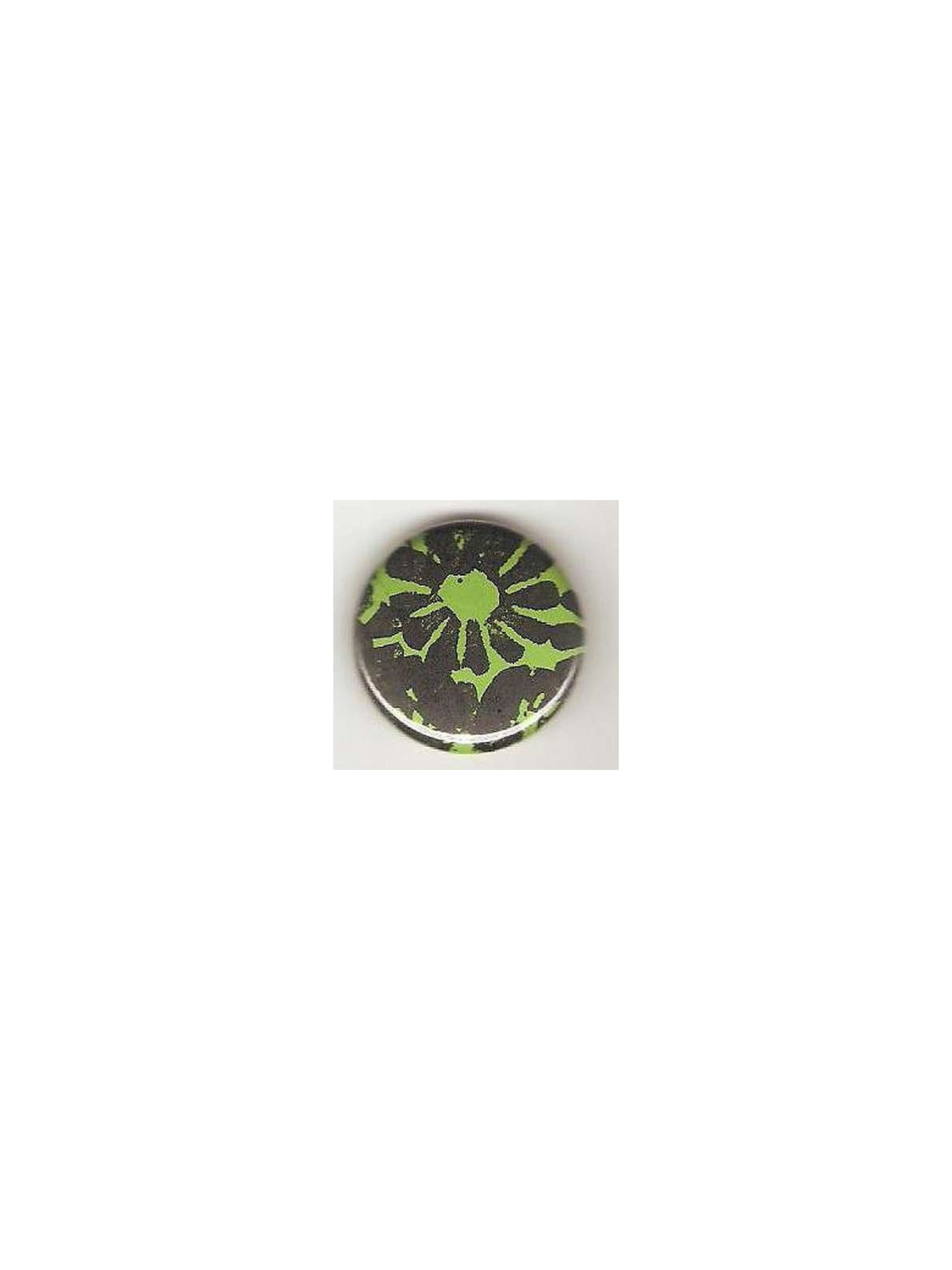 Badge vert linogravure fleurs