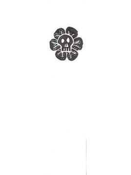 Marque-page linogravure crâne-fleur (grand format) par tomabw en stock à ciel rouge dijon