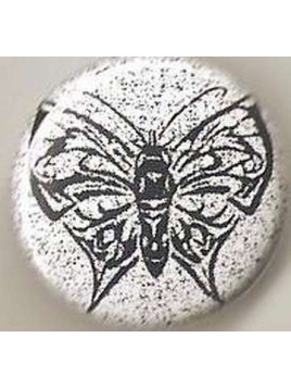 Badge Papillon noir – fond blanc tacheté