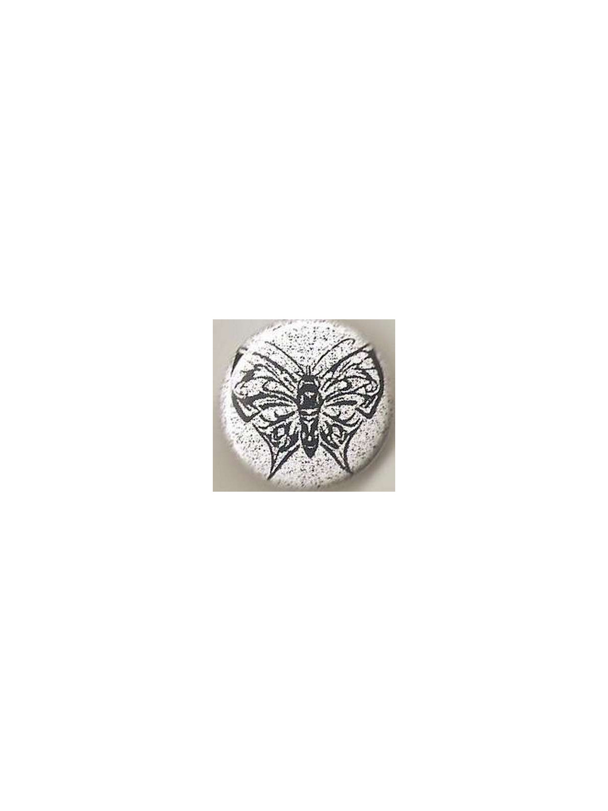Badge Papillon noir – fond blanc tacheté