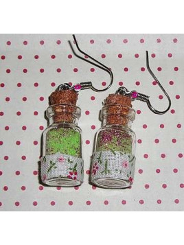 Paire de boucles d’oreilles fioles printanières