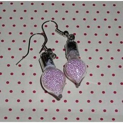 Paire de boucles d’oreilles fioles gouttes roses