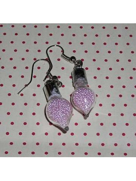 Paire de boucles d’oreilles fioles gouttes roses