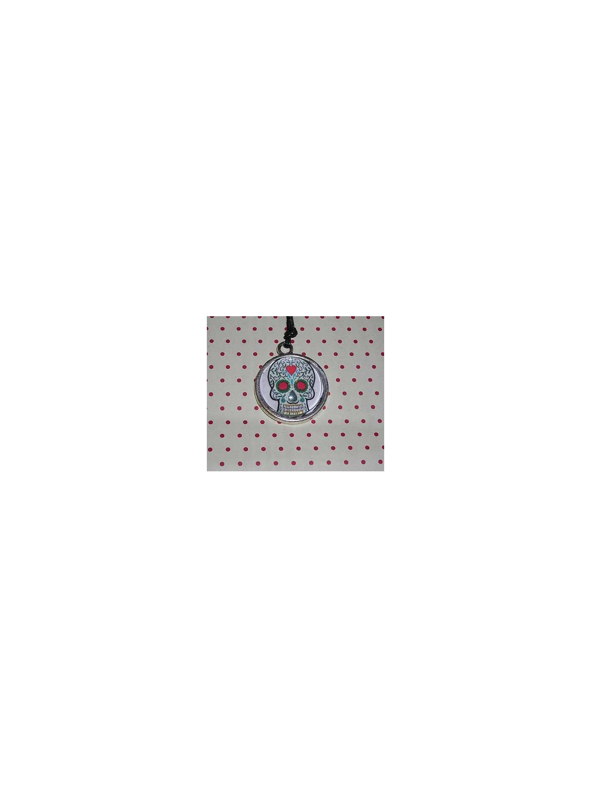 Collier cabochon Calavera coeur