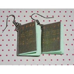 Paire de boucles d’oreilles livres Partitions vertes