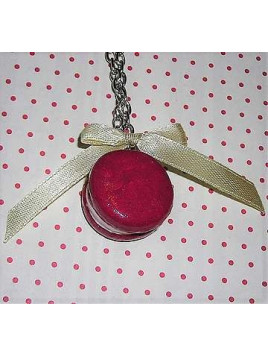 Collier Macaron framboise-vanille