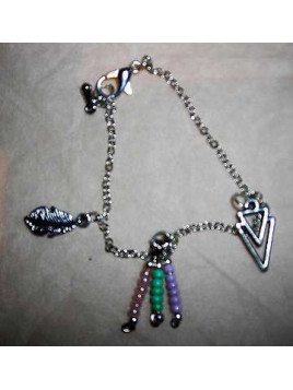 Bracelet perle, feuille & triangle