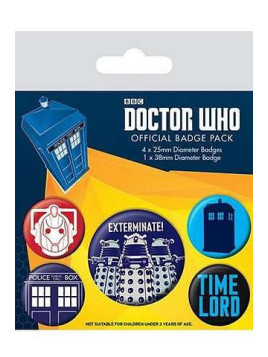 Lot de 5 badges Doctor Who
