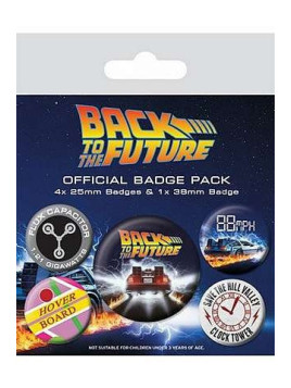 le Lot de 5 badges Back to the future est en stock à la boutique ciel rouge à dijon