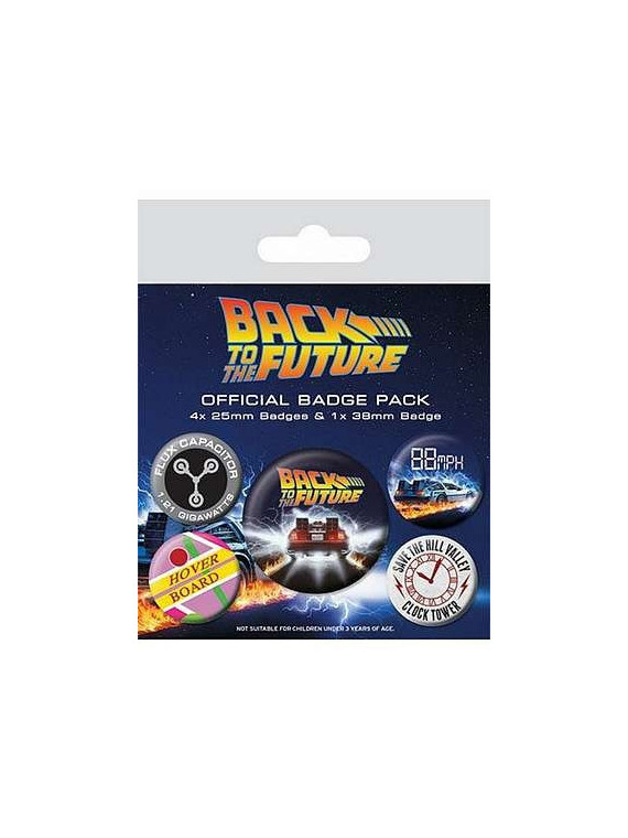 le Lot de 5 badges Back to the future est en stock à la boutique ciel rouge à dijon