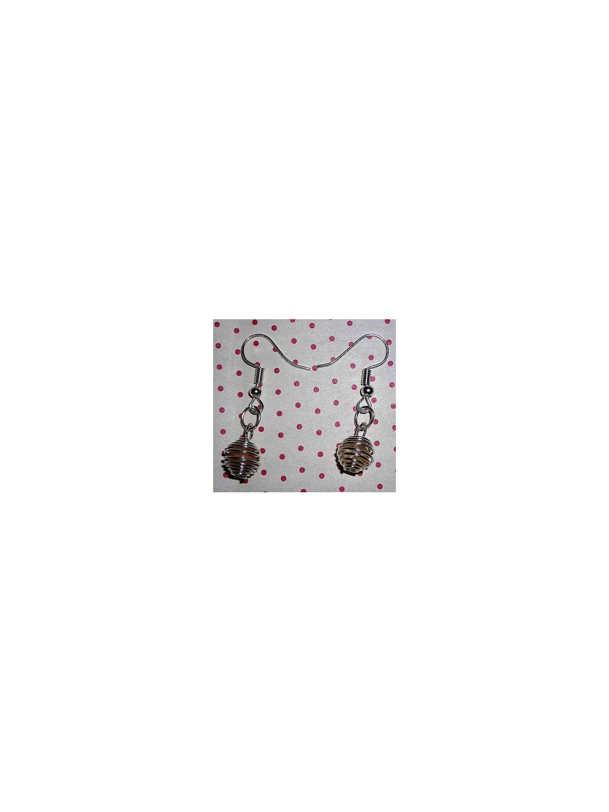 Paire de boucles d’oreilles perle de citrine en cage argentée