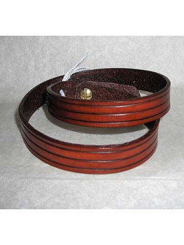 Bracelet double en cuir marron strié