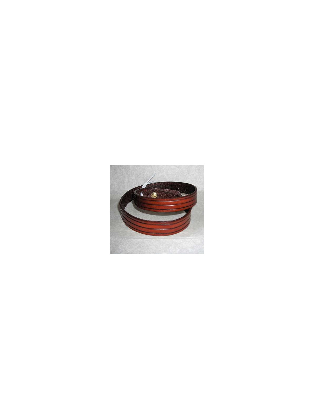 Bracelet double en cuir marron strié