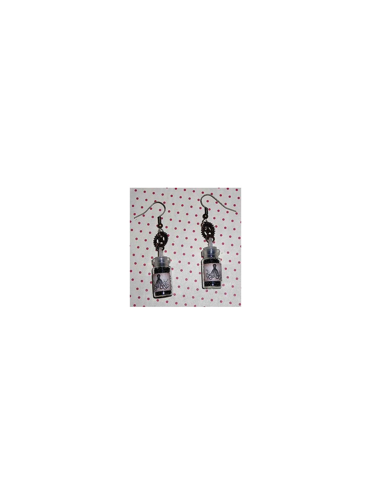 Paire de boucles d’oreilles fioles Pieuvre