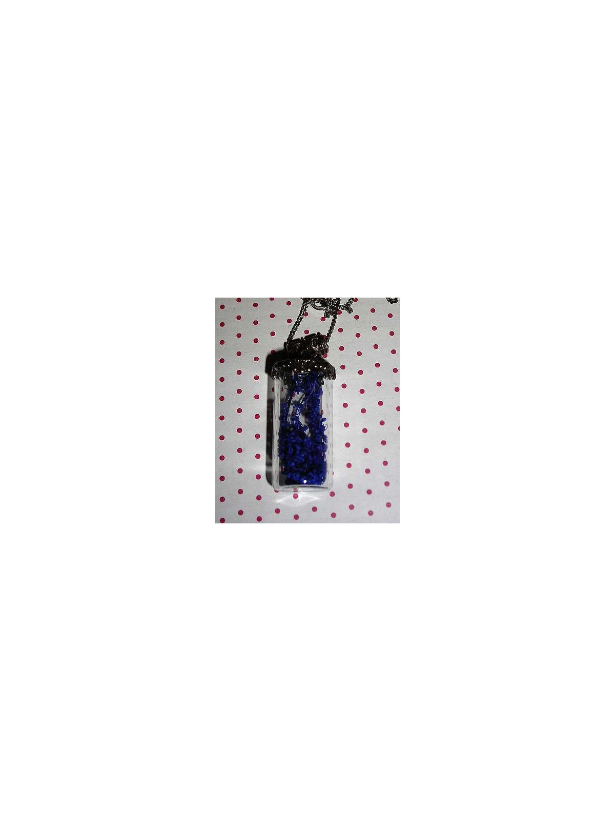 Collier fiole droite fleurs bleues