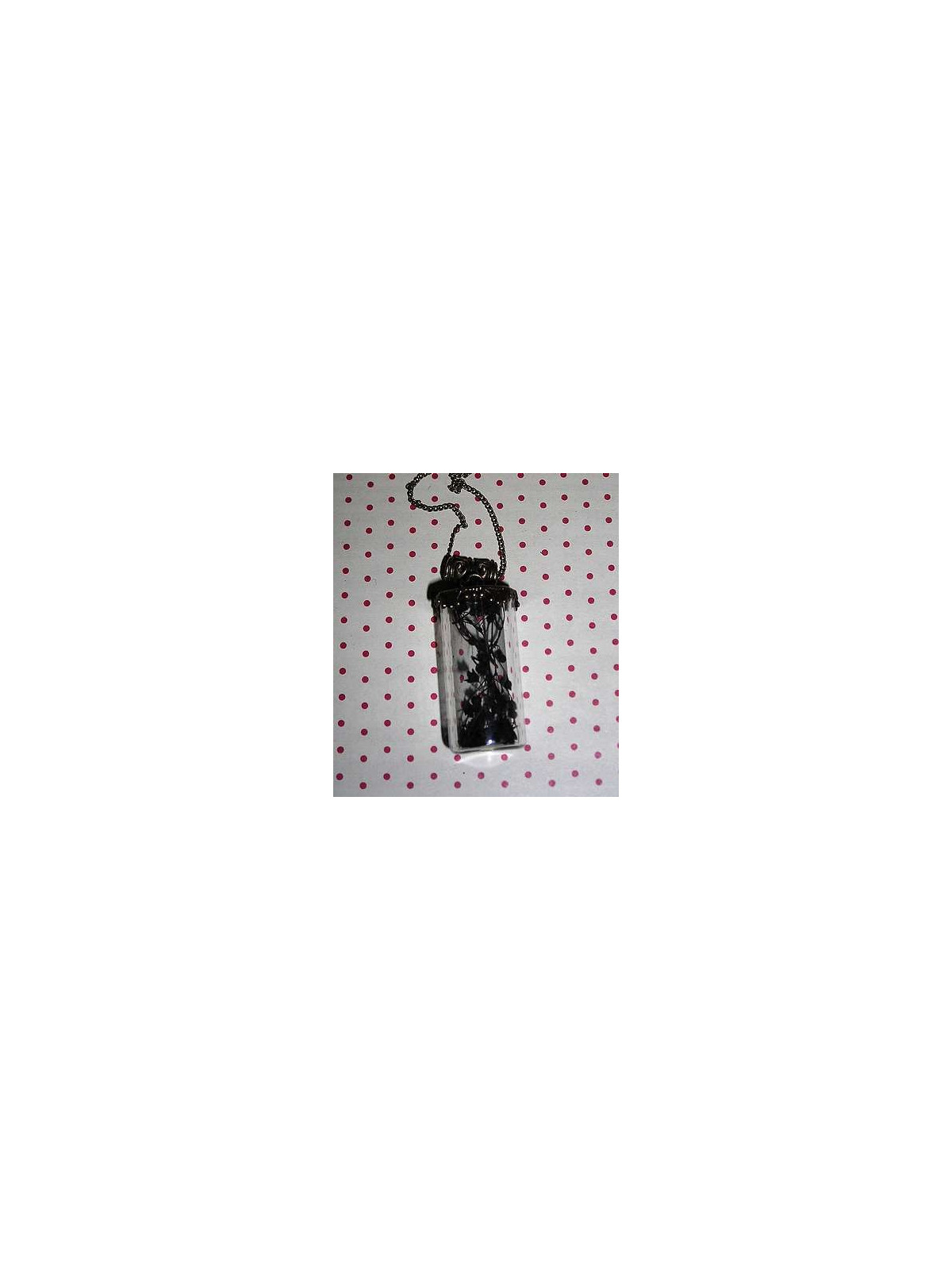 Collier fiole droite fleurs noires