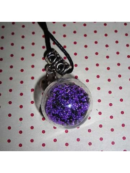 Collier globe microbilles violettes et noires