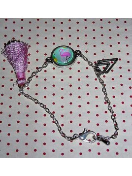 Bracelet cabochon Flamant rose