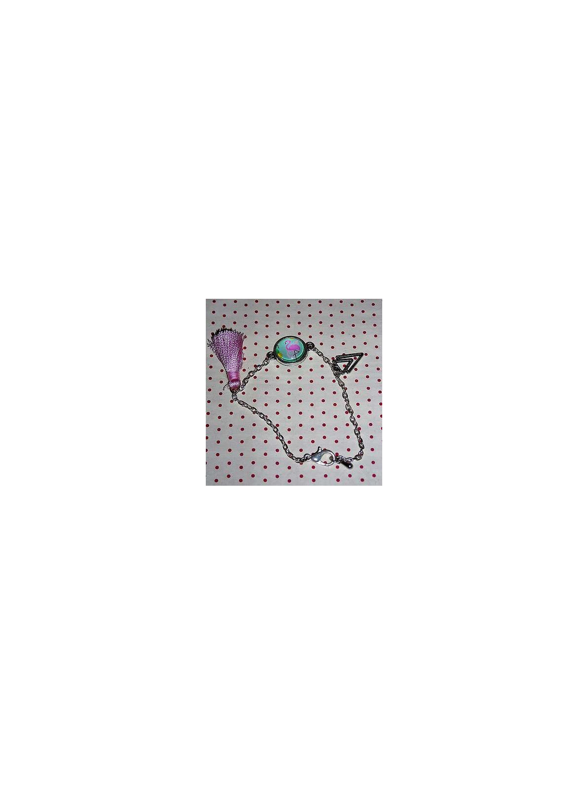 Bracelet cabochon Flamant rose