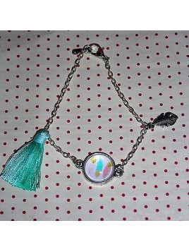 Bracelet cabochon Plumes