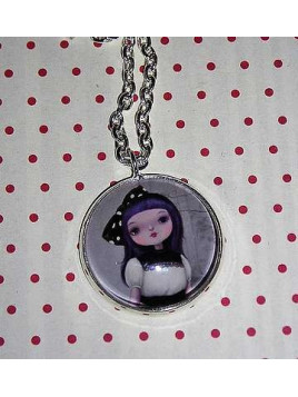 Collier cabochon Petit fille au noeud