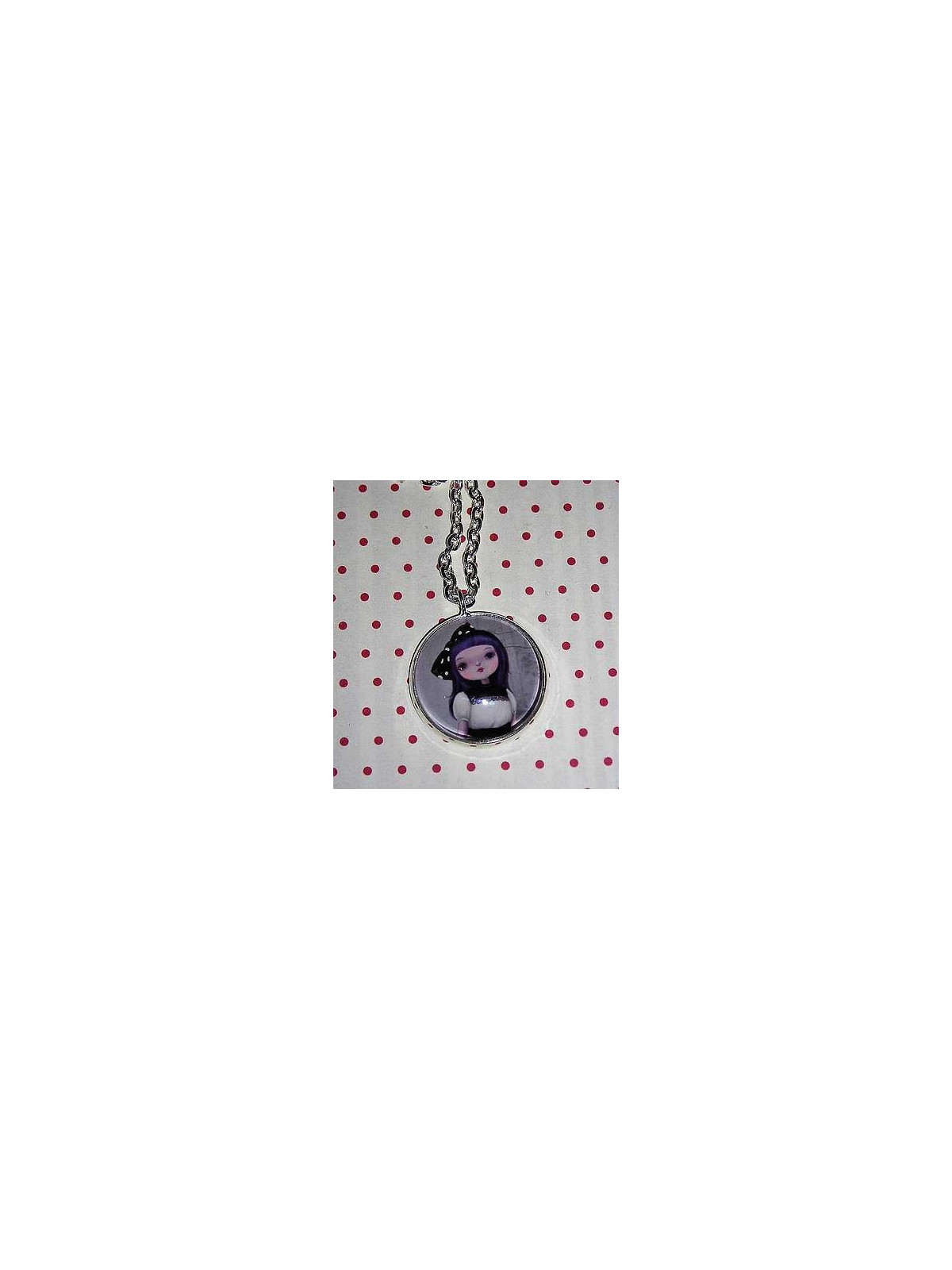 Collier cabochon Petit fille au noeud