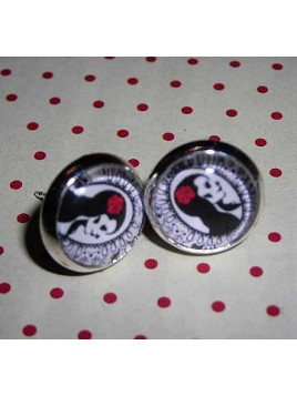 Paire de boucles d’oreilles cabochon Calavera