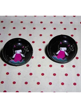 Paire de boucles d’oreilles cabochon Diablotine