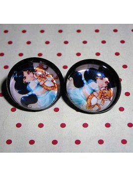 Paire de boucles d’oreilles cabochon Jasmine