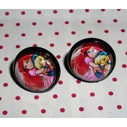 Paire de boucles d’oreilles cabochon Sirène