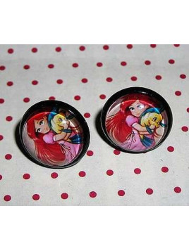 Paire de boucles d’oreilles cabochon Sirène