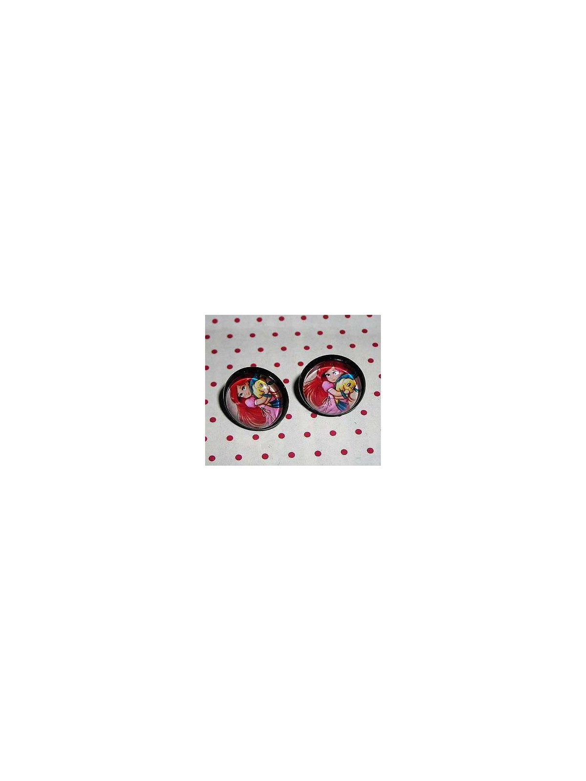 Paire de boucles d’oreilles cabochon Sirène