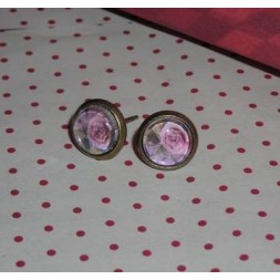 Paire de boucles d’oreilles fleurs roses