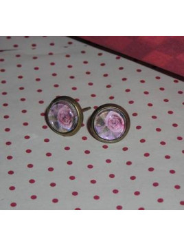 Paire de boucles d’oreilles fleurs roses