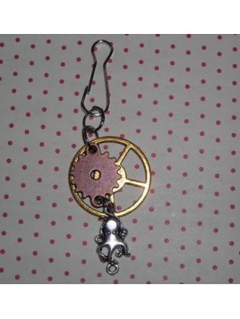 Porte-clés steampunk rouages et poulpe
