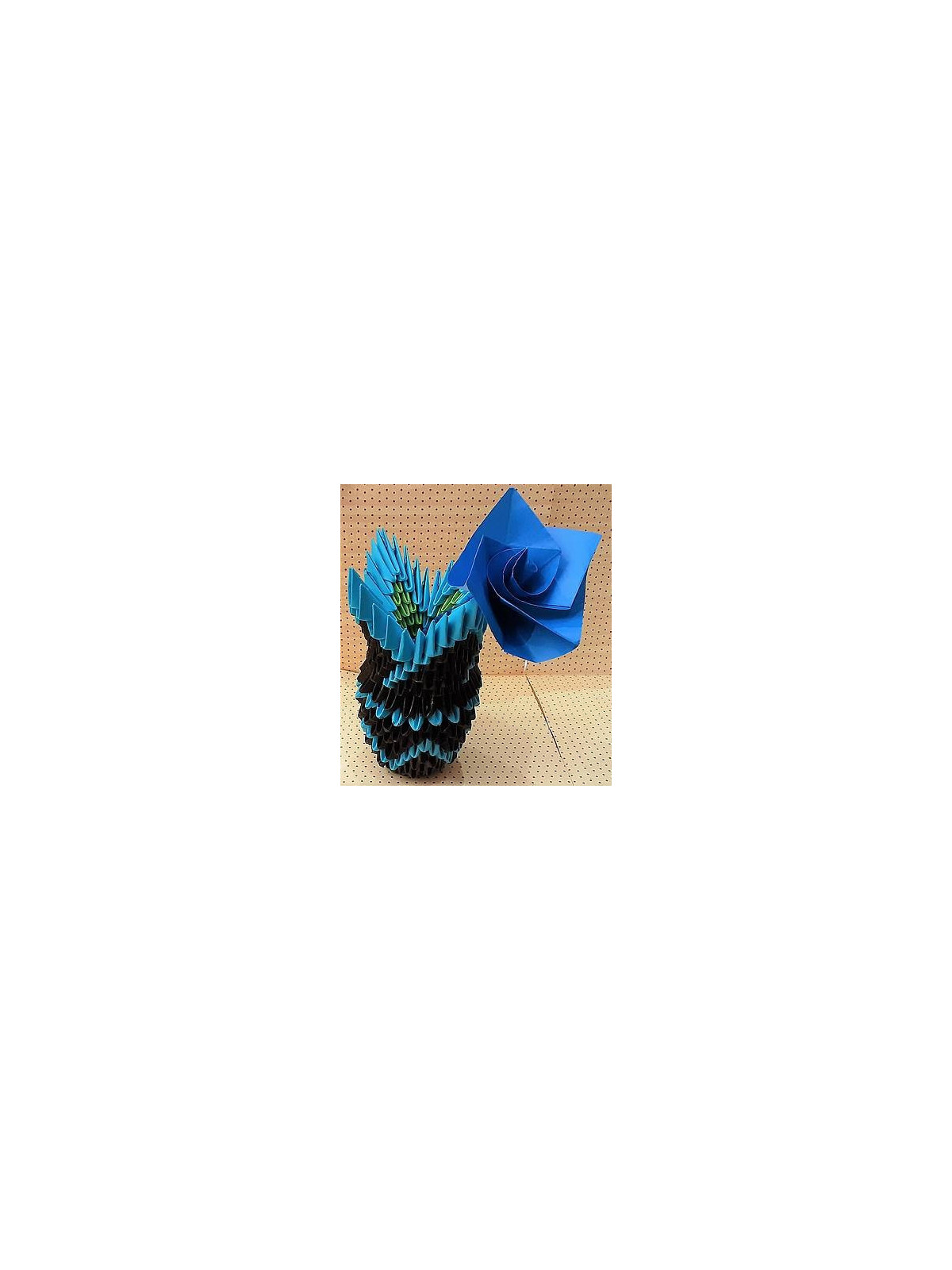 Vase en origami 3D bleu et marron