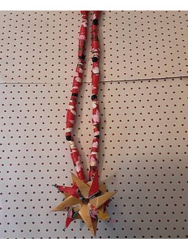 Collier en origami fleur rouge