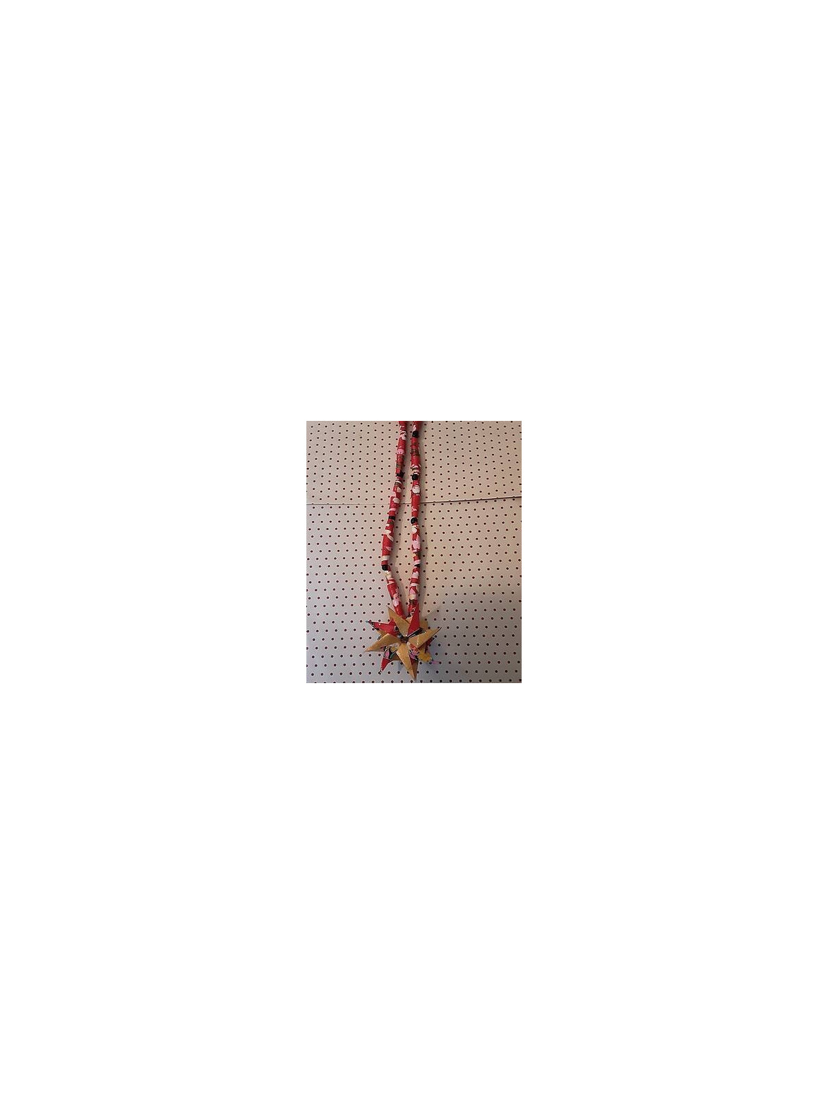 Collier en origami fleur rouge