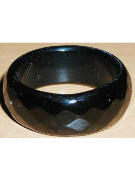 Bague large en verre noir, 10