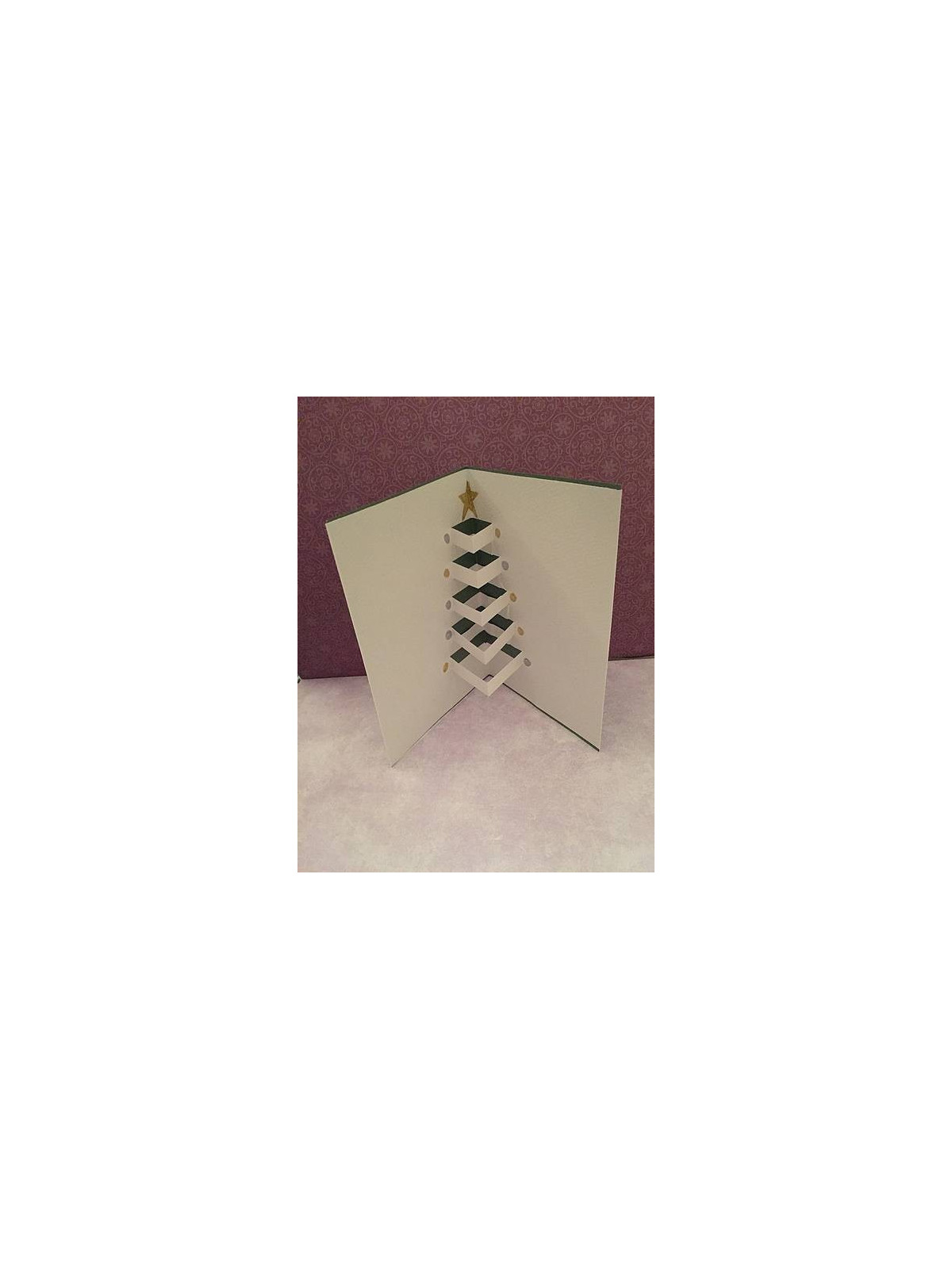 Carte postale pop up sapin vert et blanc
