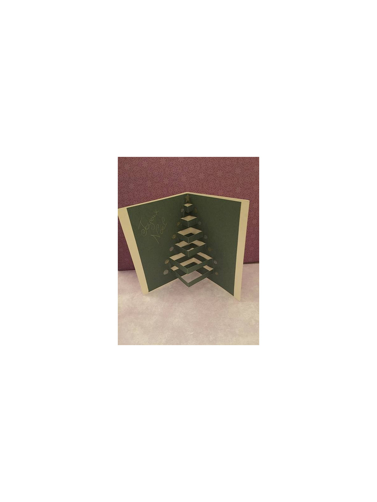 Carte postale pop up sapin blanc et vert